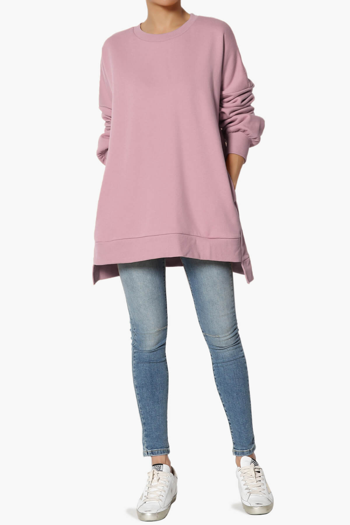 Revel Hi-Low Boyfriend Sweatshirts LIGHT ROSE_6