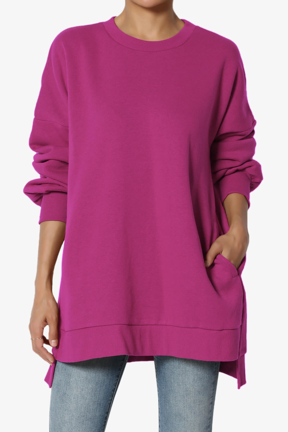 Revel Hi-Low Boyfriend Sweatshirts MAGENTA_1