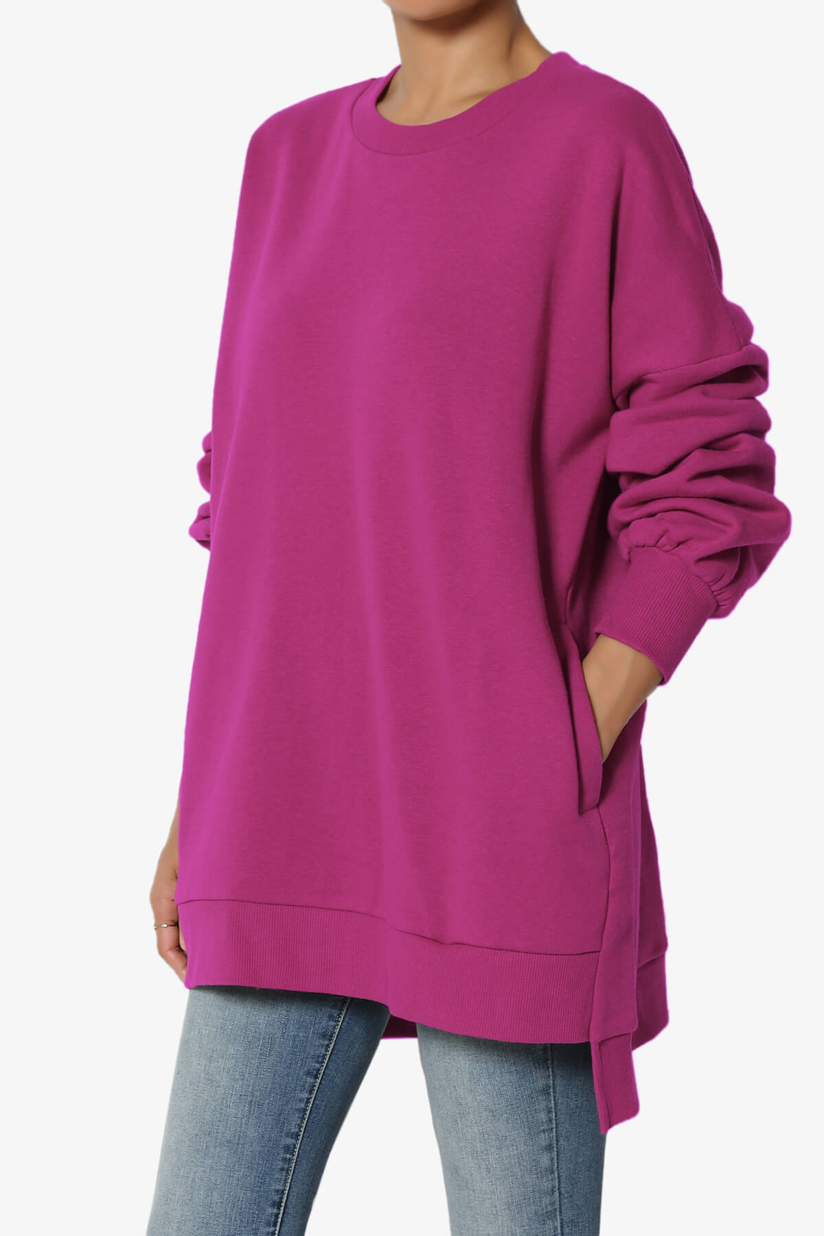 Revel Hi-Low Boyfriend Sweatshirts MAGENTA_3