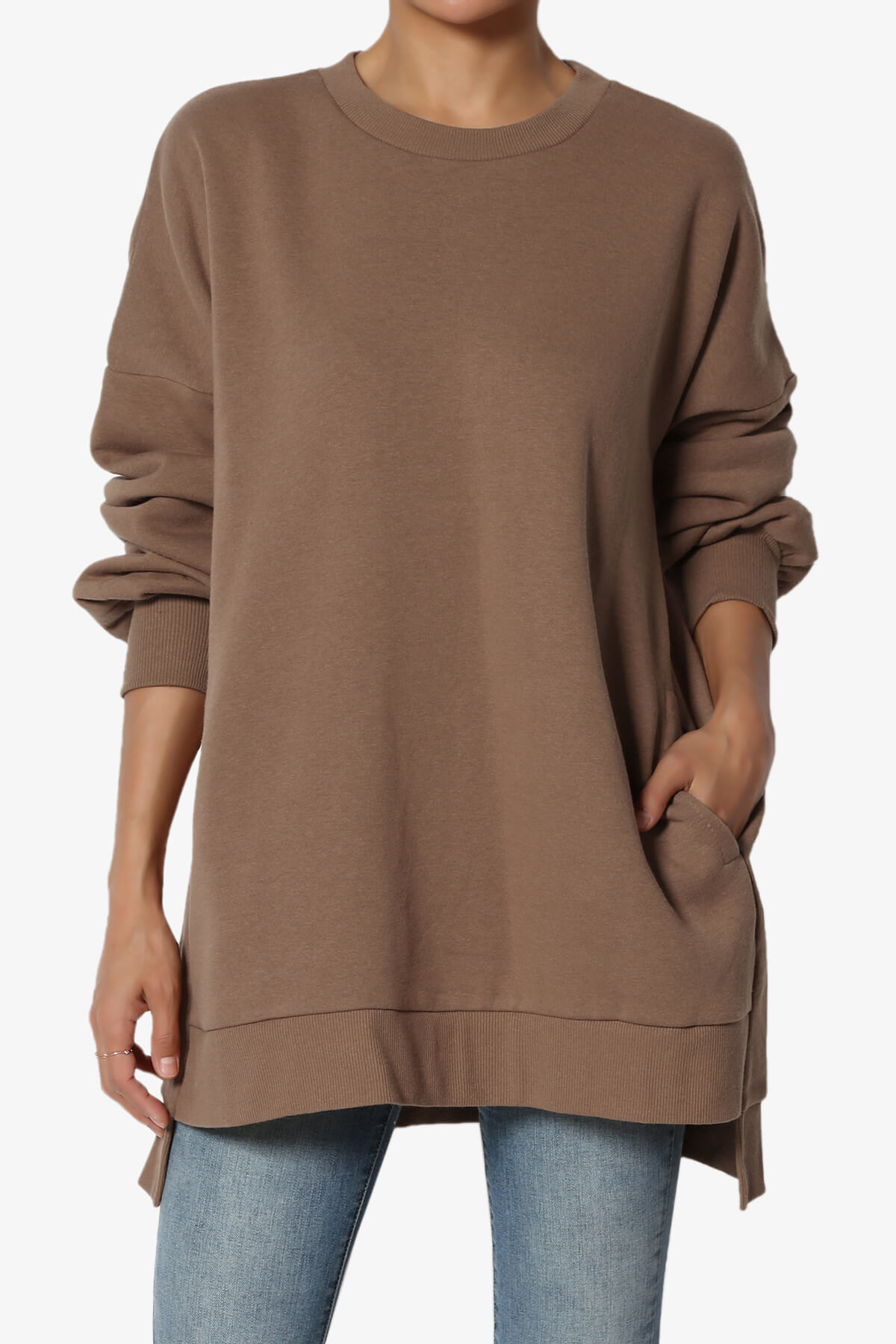 Revel Hi-Low Boyfriend Sweatshirts MOCHA_1