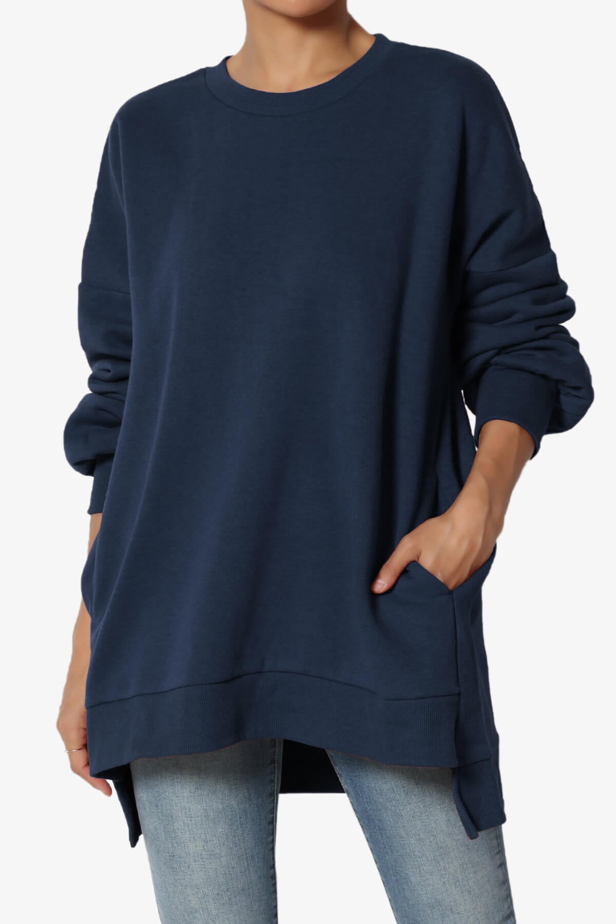 Revel Hi-Low Boyfriend Sweatshirts NAVY_1