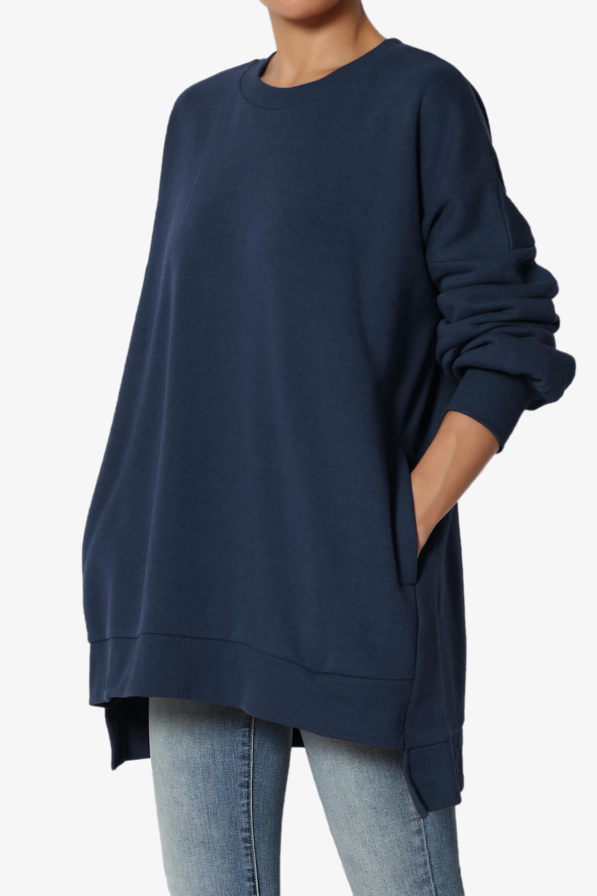 Revel Hi-Low Boyfriend Sweatshirts NAVY_3