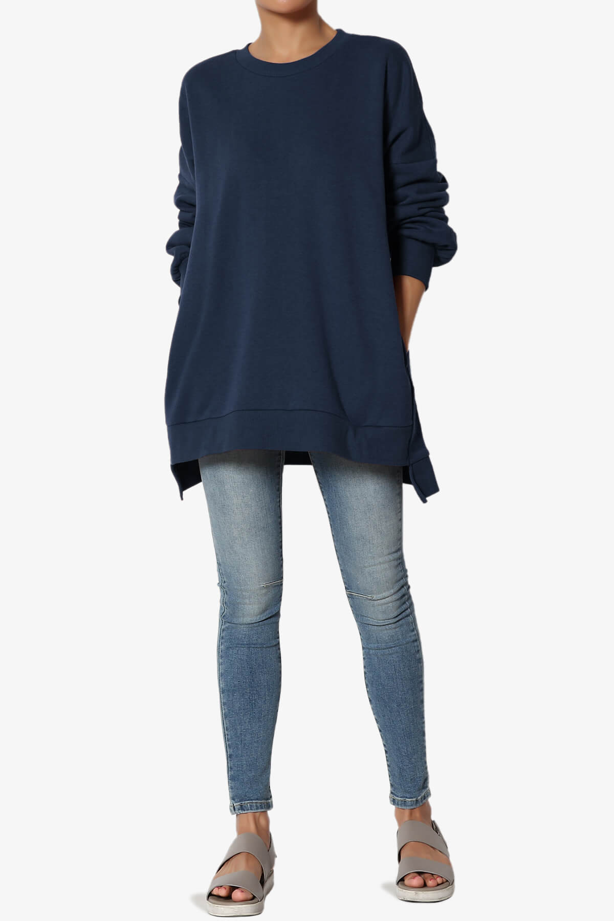 Revel Hi-Low Boyfriend Sweatshirts NAVY_6