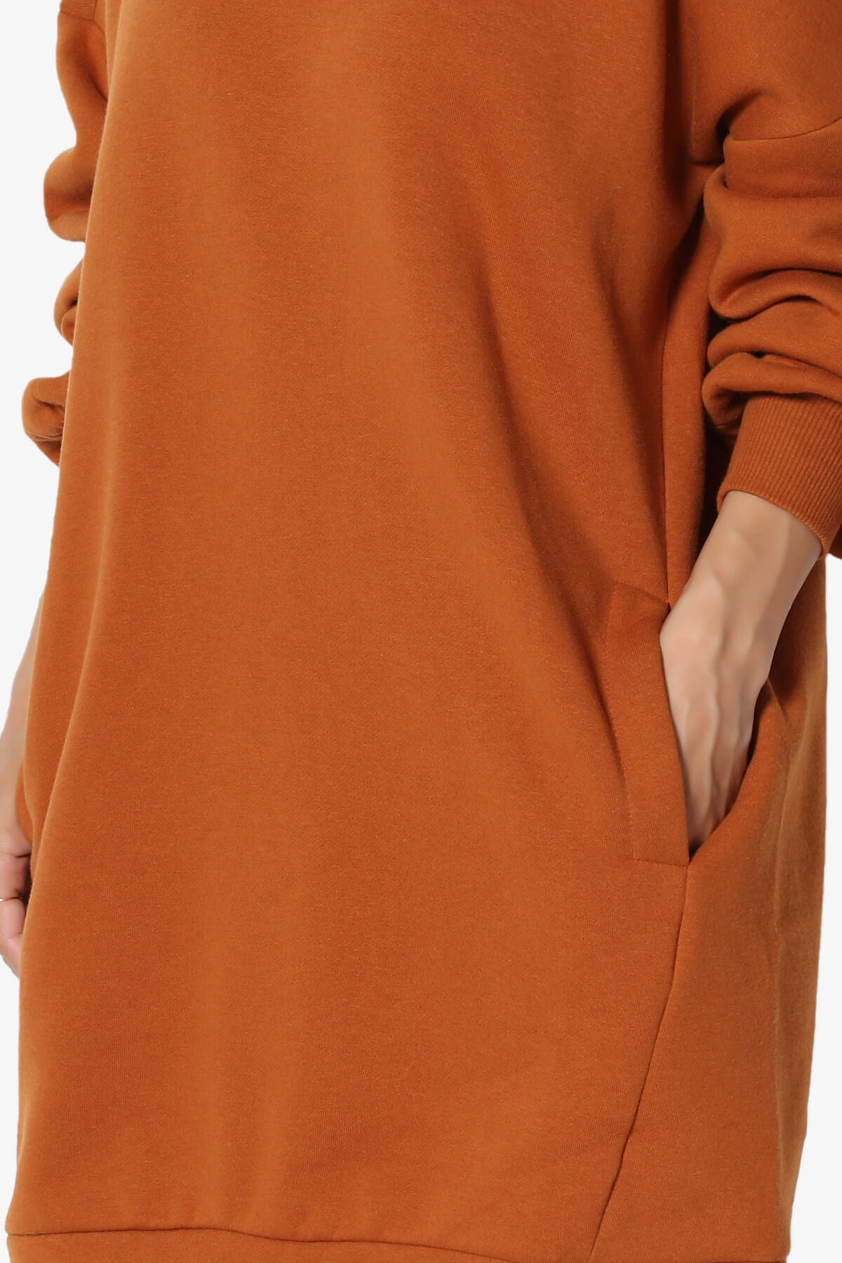 Accie V-Neck Tunic Sweatshirt ALMOND_5