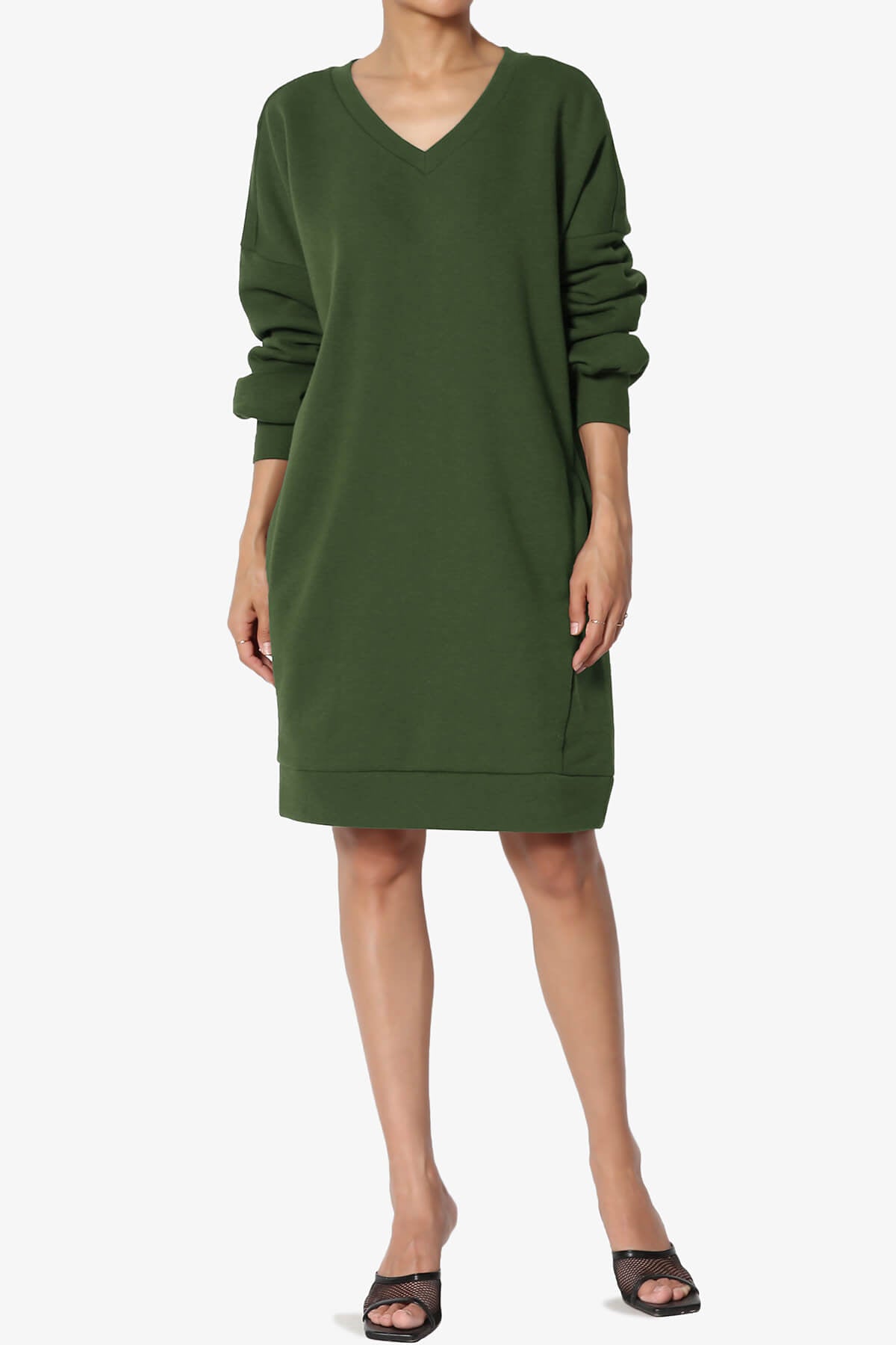 Accie V-Neck Tunic Sweatshirt ARMY GREEN_6