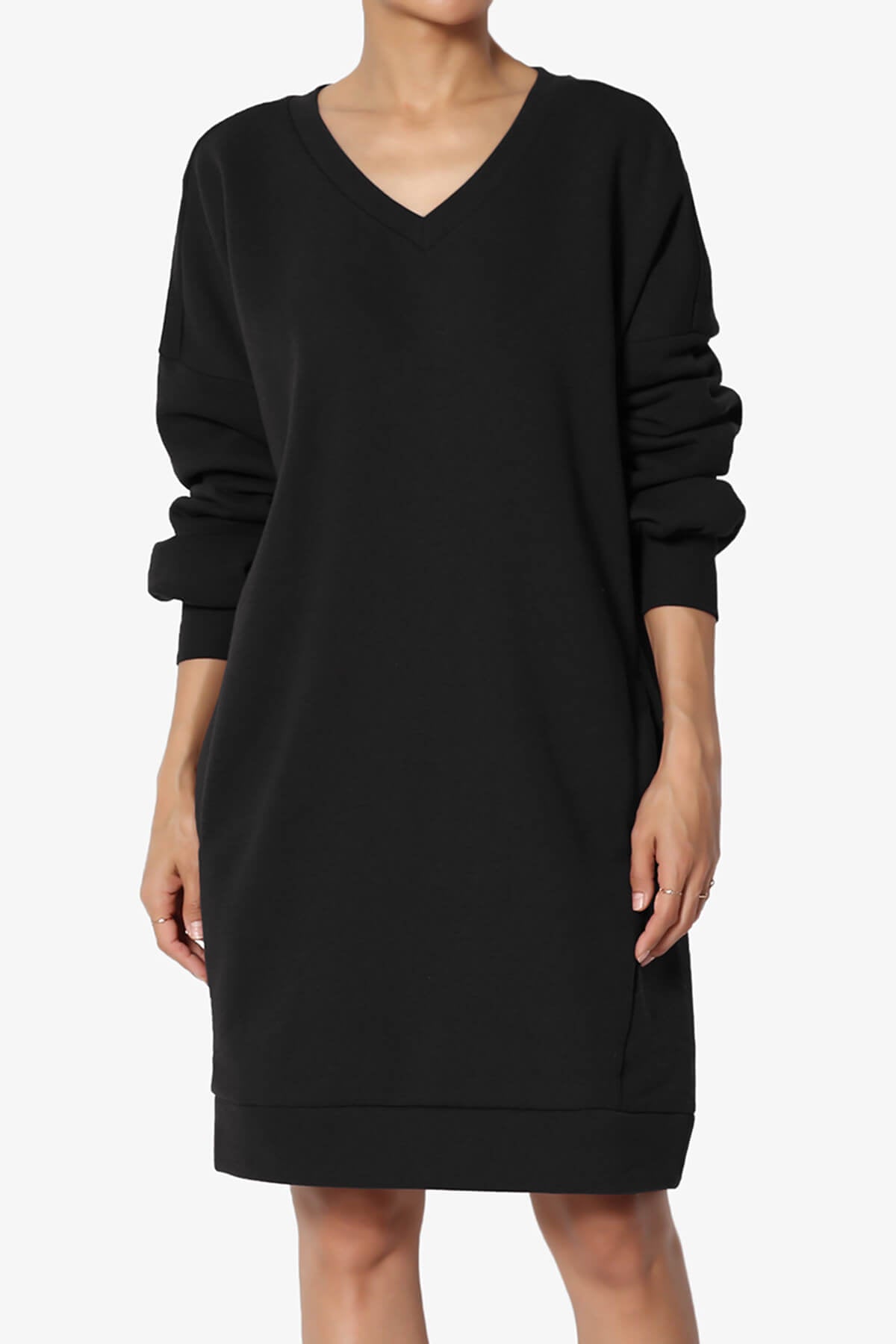 Accie V-Neck Tunic Sweatshirt BLACK_3
