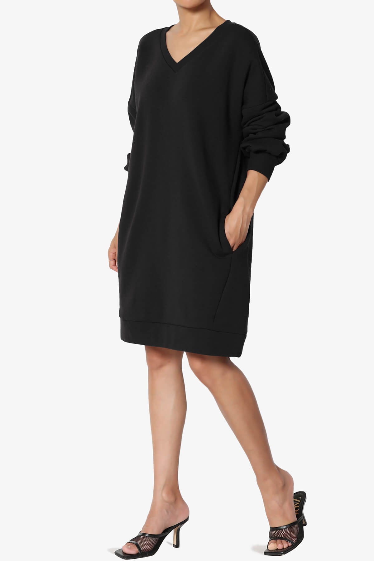 Accie V-Neck Tunic Sweatshirt BLACK_6