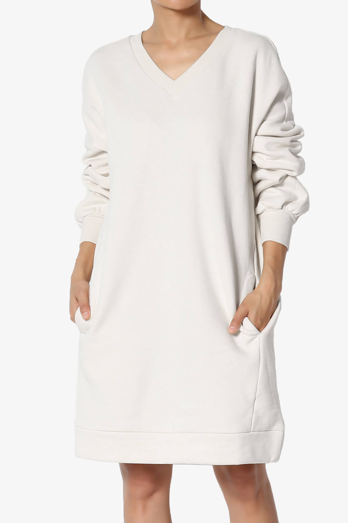 Accie V-Neck Tunic Sweatshirt BONE_3