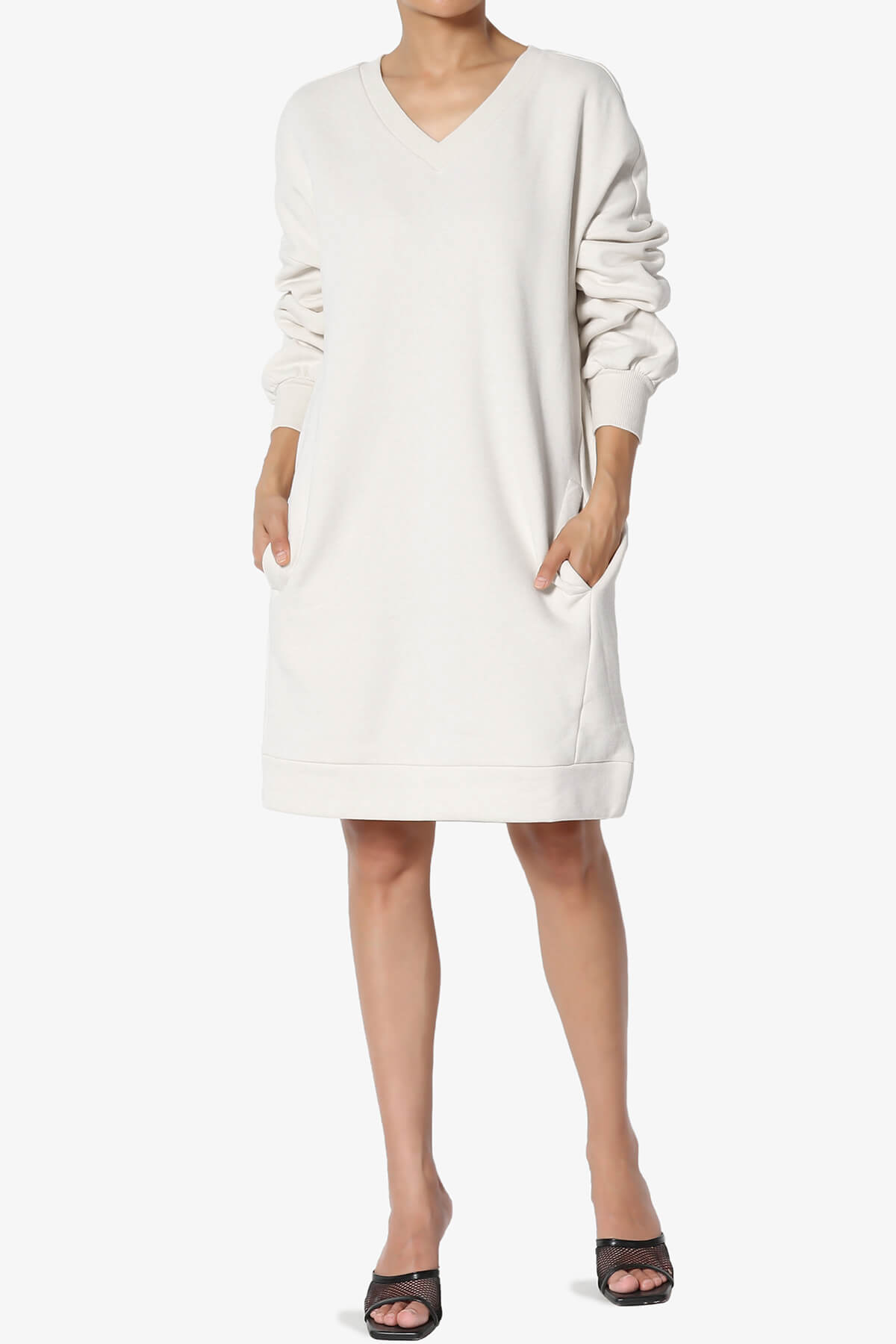 Accie V-Neck Tunic Sweatshirt BONE_6