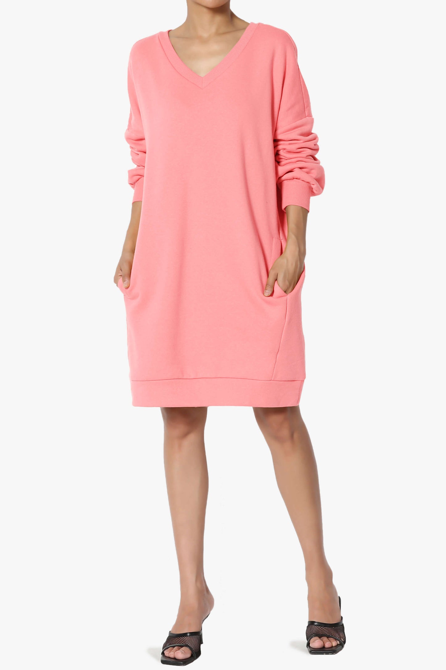 Accie V-Neck Tunic Sweatshirt BRIGHT PINK_6
