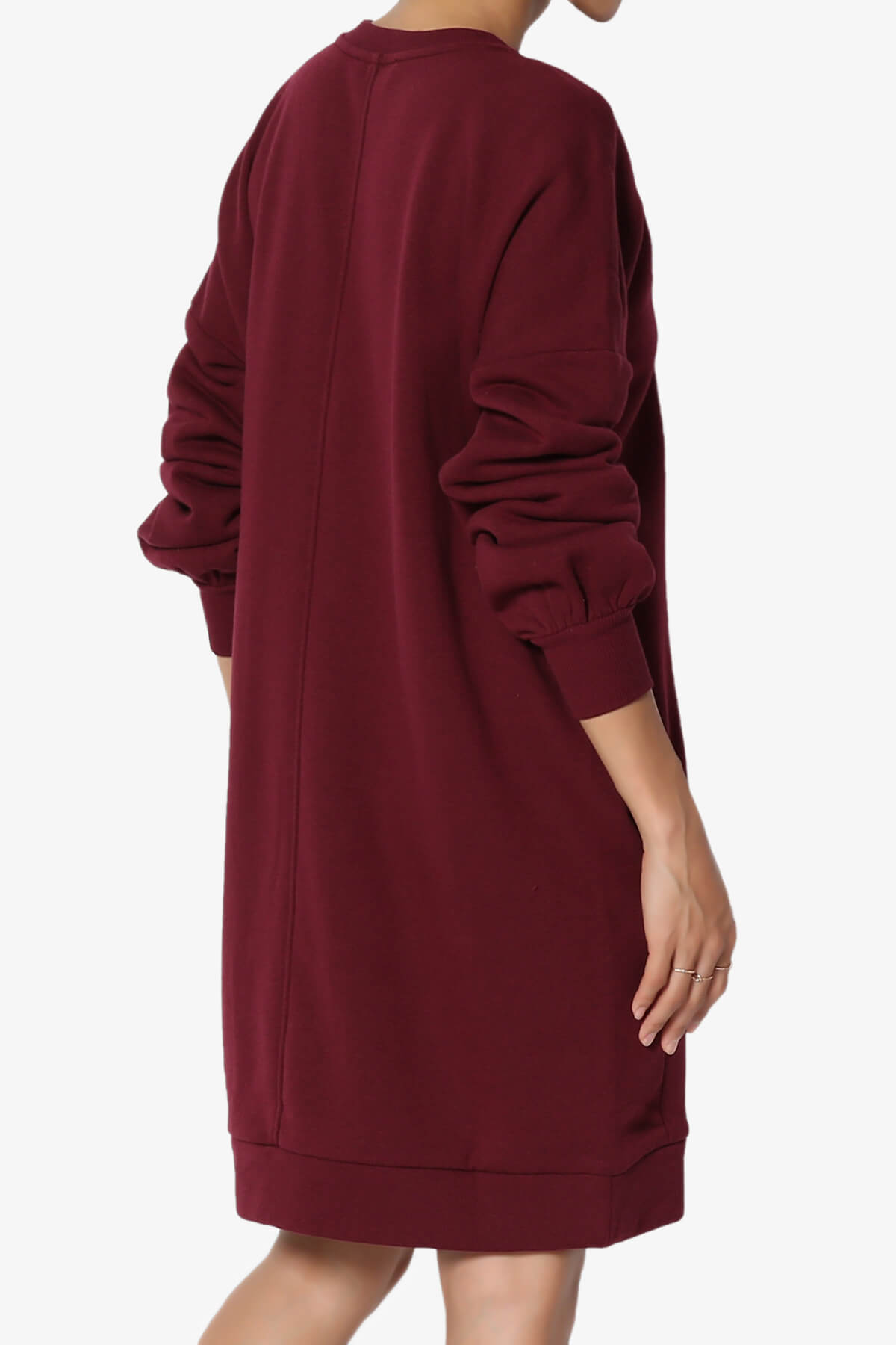 Accie V-Neck Tunic Sweatshirt DARK BURGUNDY_4