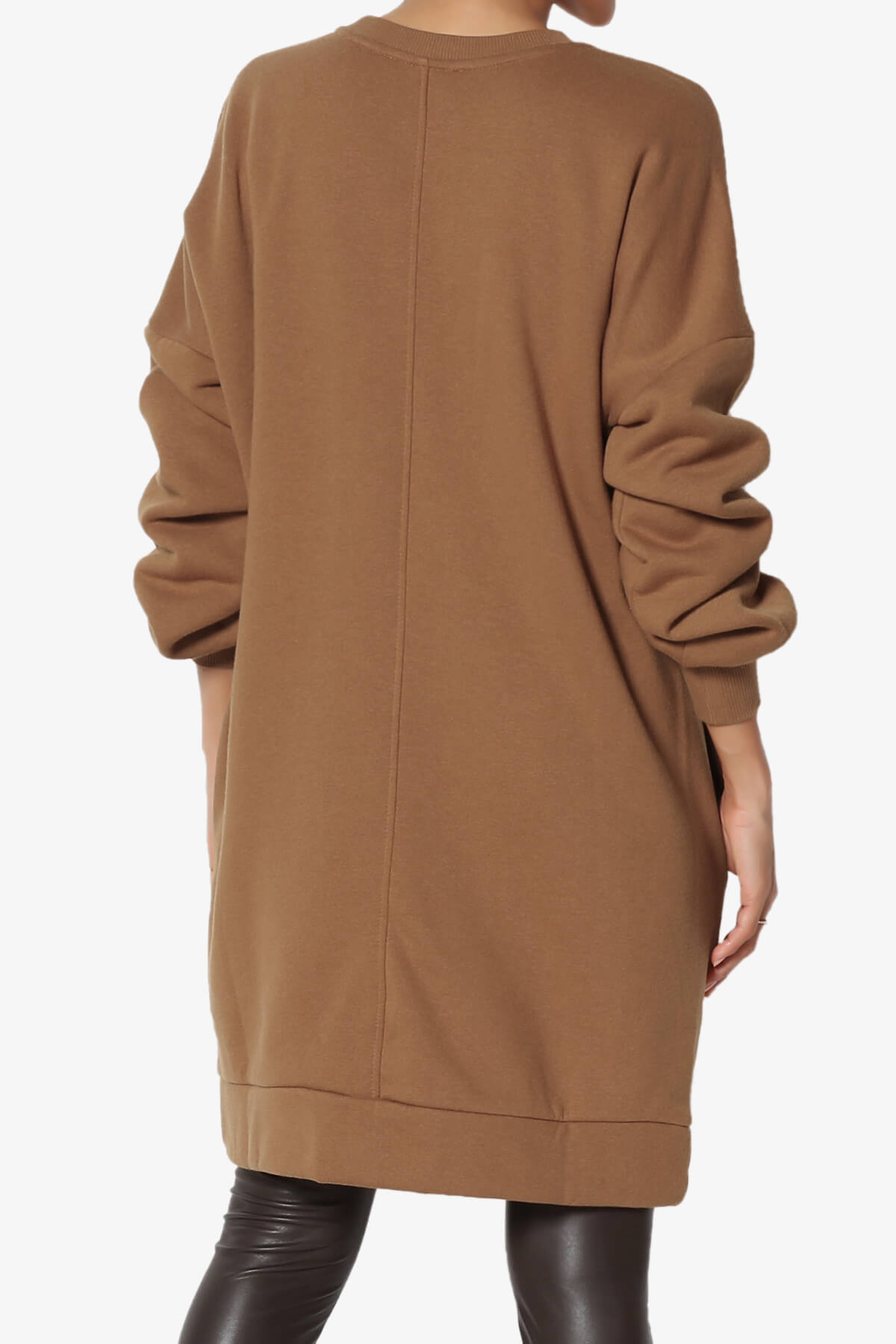 Accie V-Neck Tunic Sweatshirt DARK CAMEL_2