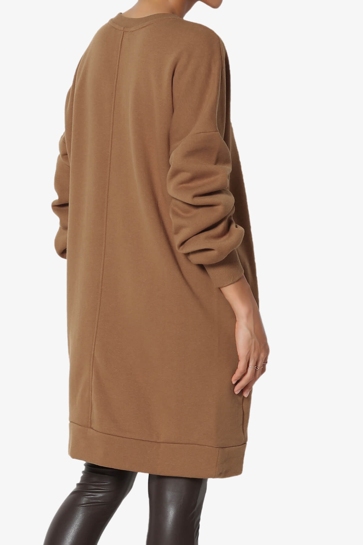 Accie V-Neck Tunic Sweatshirt DARK CAMEL_4