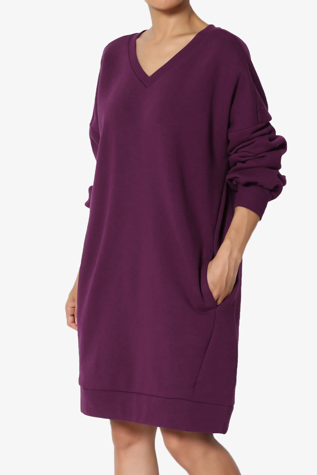 Accie V-Neck Tunic Sweatshirt DARK PLUM_1