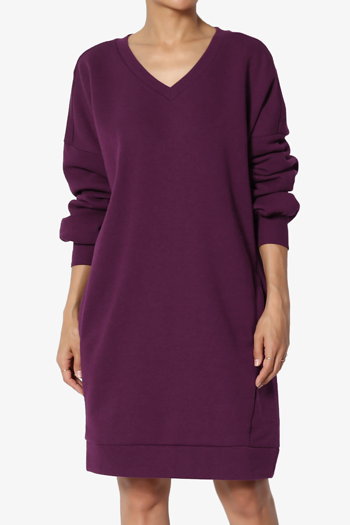 Accie V-Neck Tunic Sweatshirt DARK PLUM_3