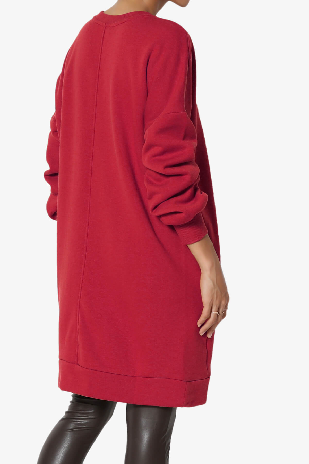 Accie V-Neck Tunic Sweatshirt DARK RED_4