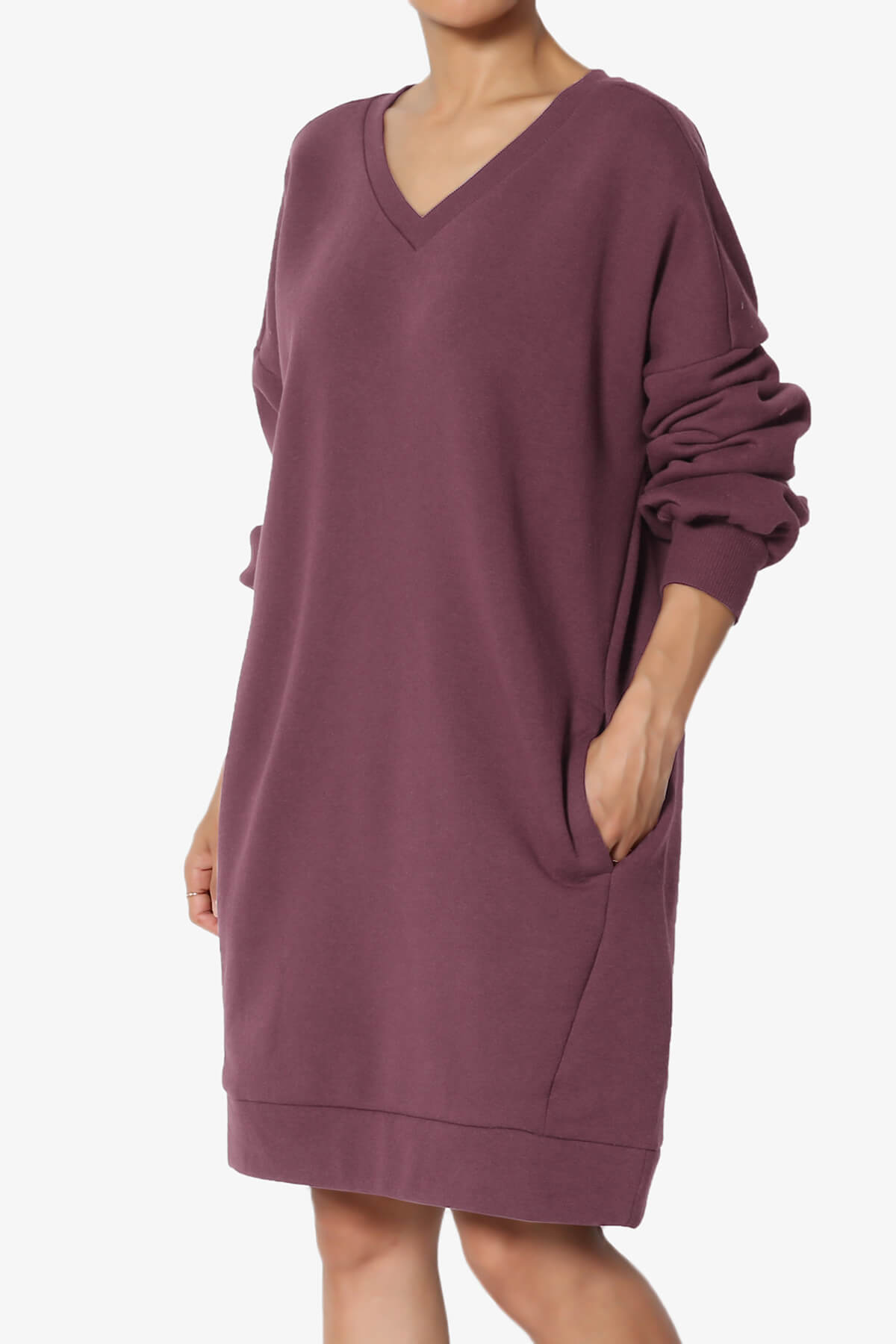 Accie V-Neck Tunic Sweatshirt DUSTY PLUM_1