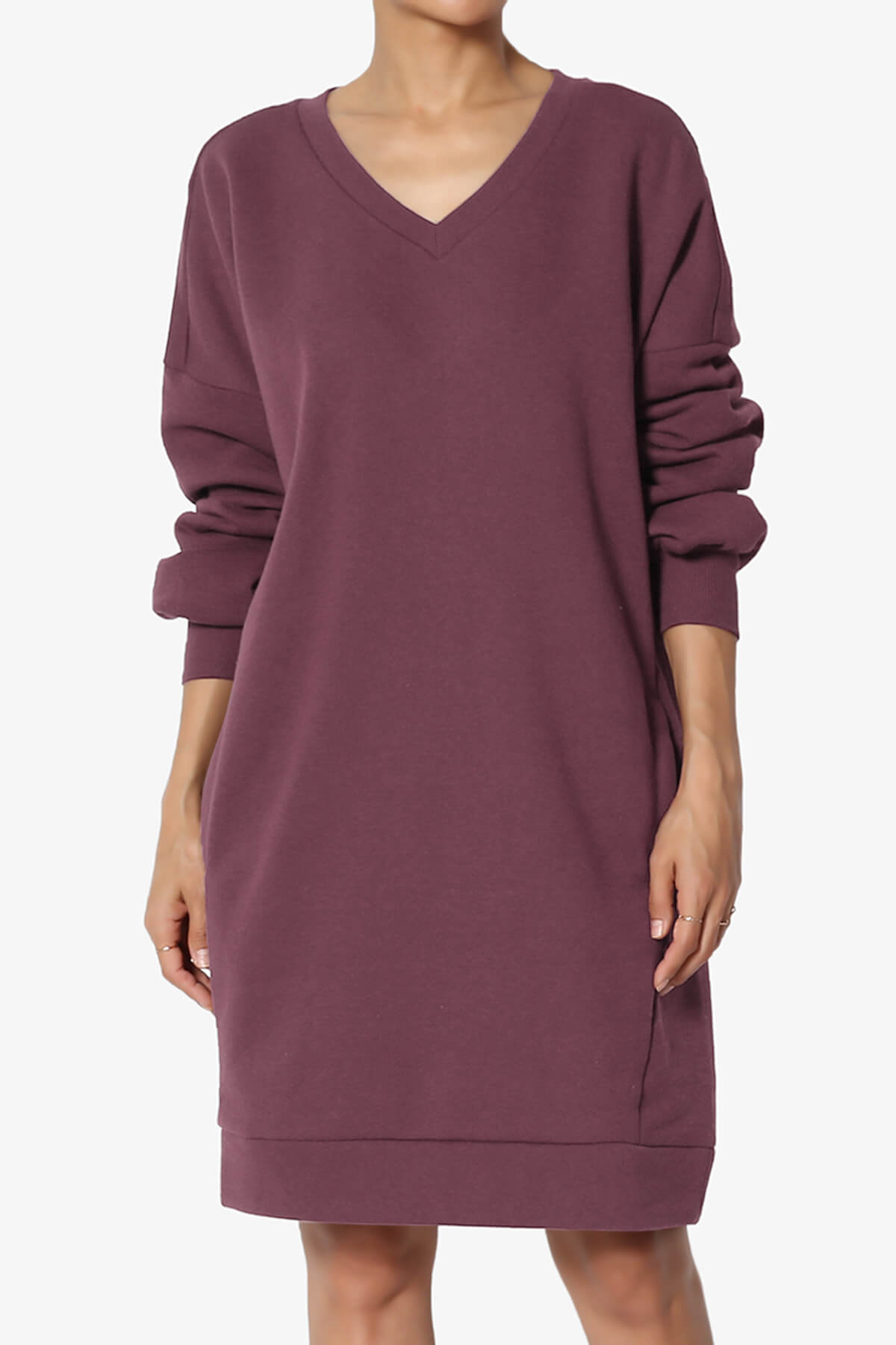 Accie V-Neck Tunic Sweatshirt DUSTY PLUM_3