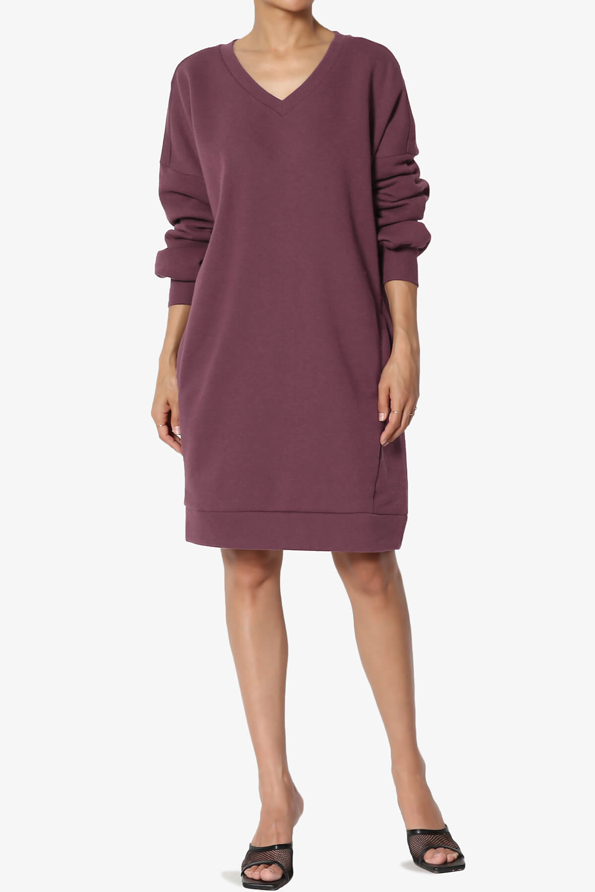 Accie V-Neck Tunic Sweatshirt DUSTY PLUM_6