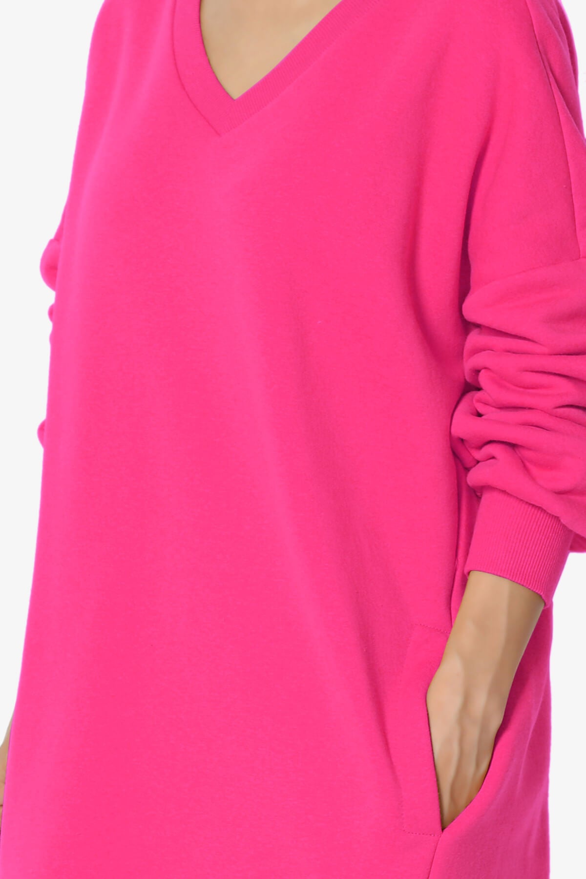 Accie V-Neck Tunic Sweatshirt HOT PINK_5