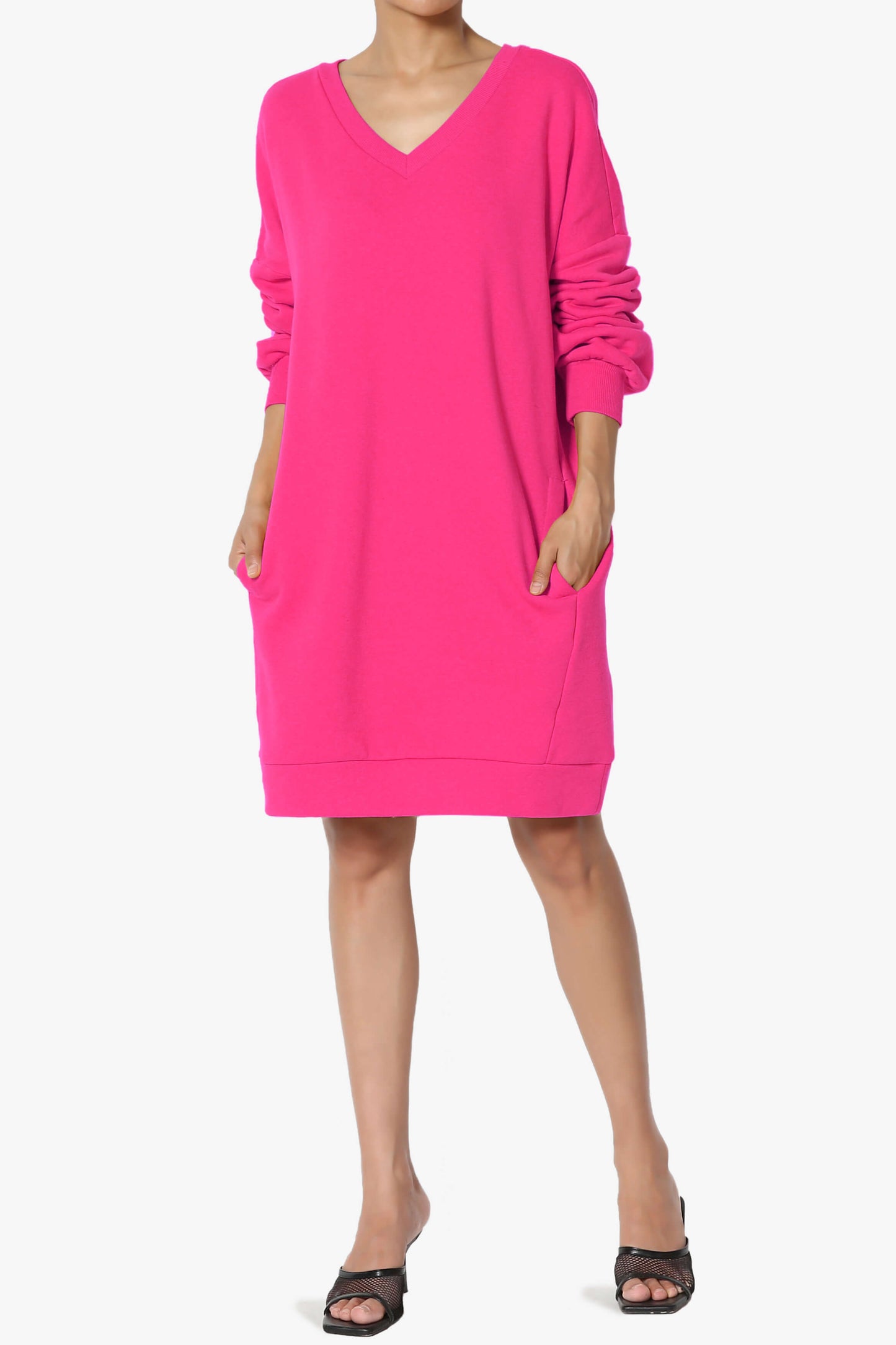 Accie V-Neck Tunic Sweatshirt HOT PINK_6