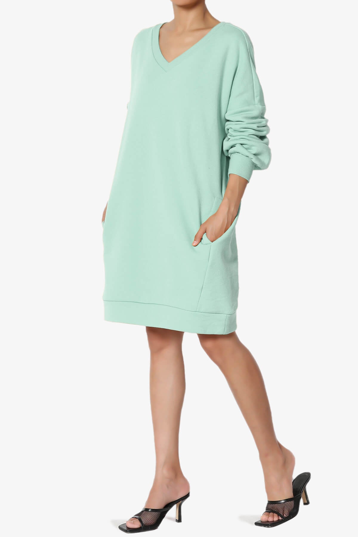 Accie V-Neck Tunic Sweatshirt LIGHT GREEN_3