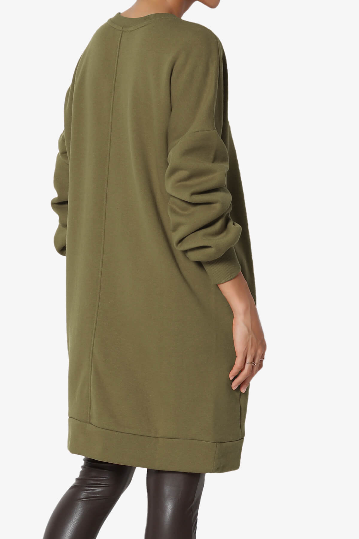 Accie V-Neck Tunic Sweatshirt OLIVE KHAKI_4