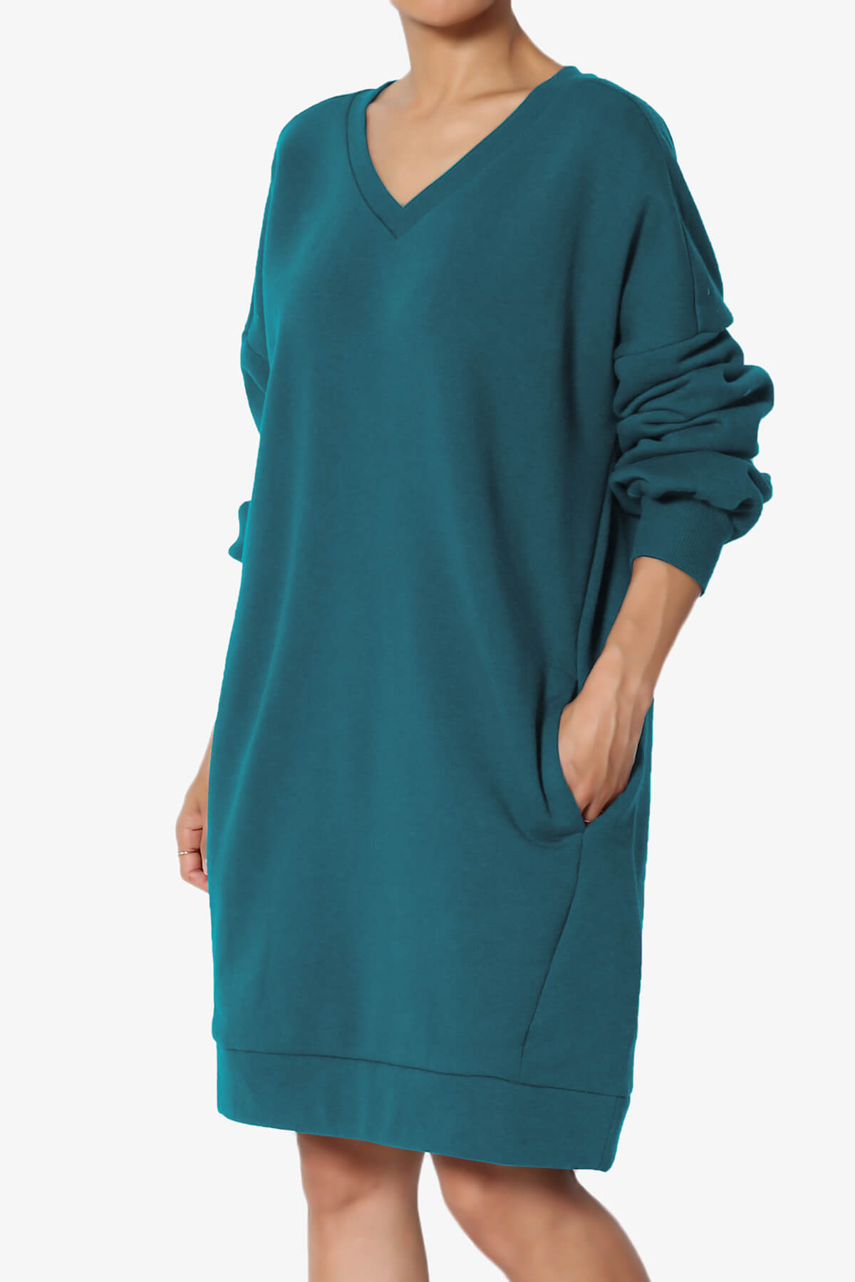 Accie V-Neck Tunic Sweatshirt TEAL_1
