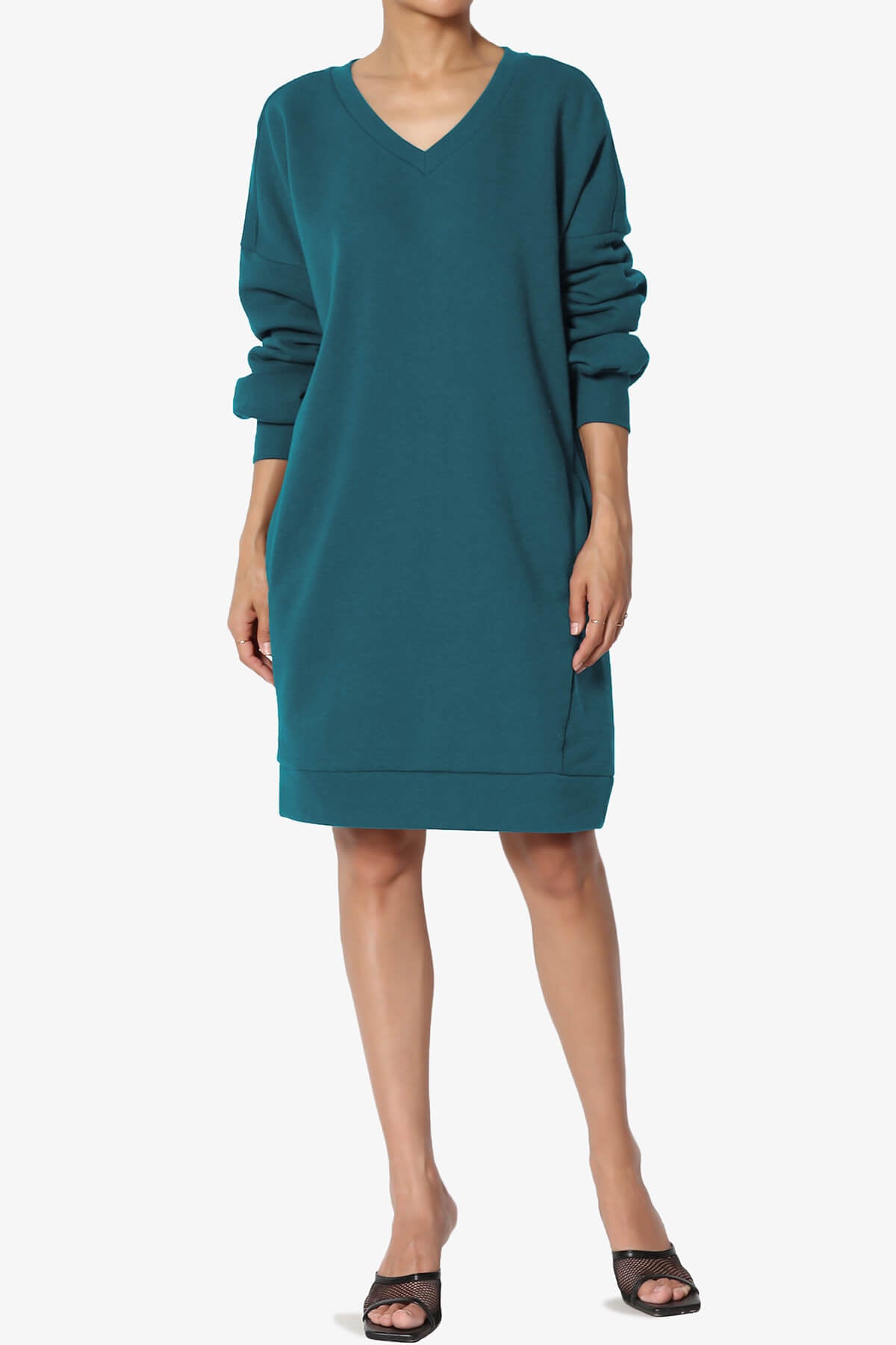 Accie V-Neck Tunic Sweatshirt TEAL_6