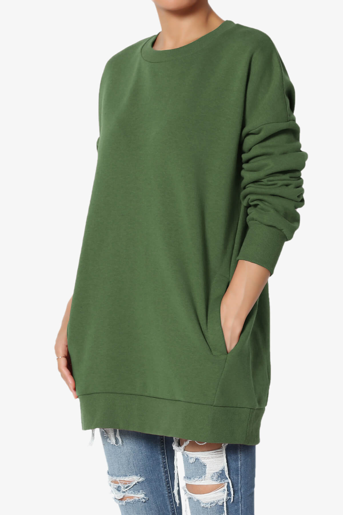 Accie Crew Neck Pullover Sweatshirts ARMY GREEN_1