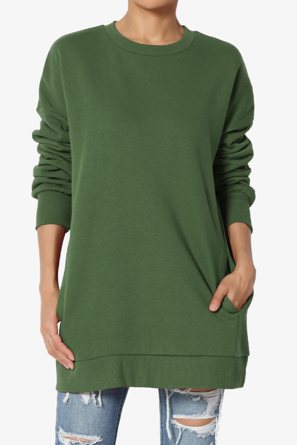 Accie Crew Neck Pullover Sweatshirts ARMY GREEN_3