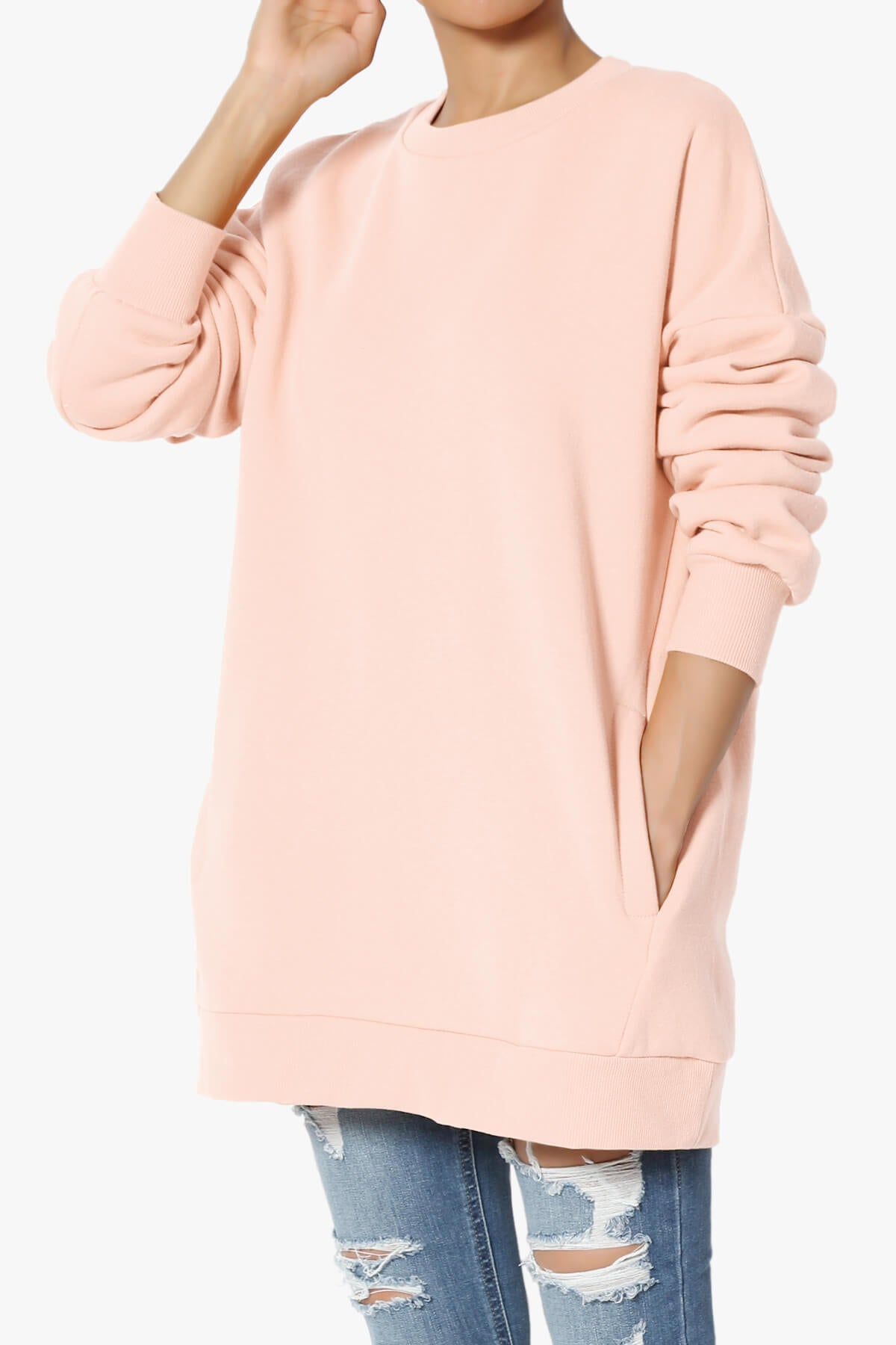 Accie Crew Neck Pullover Sweatshirts CREAM PINK_3