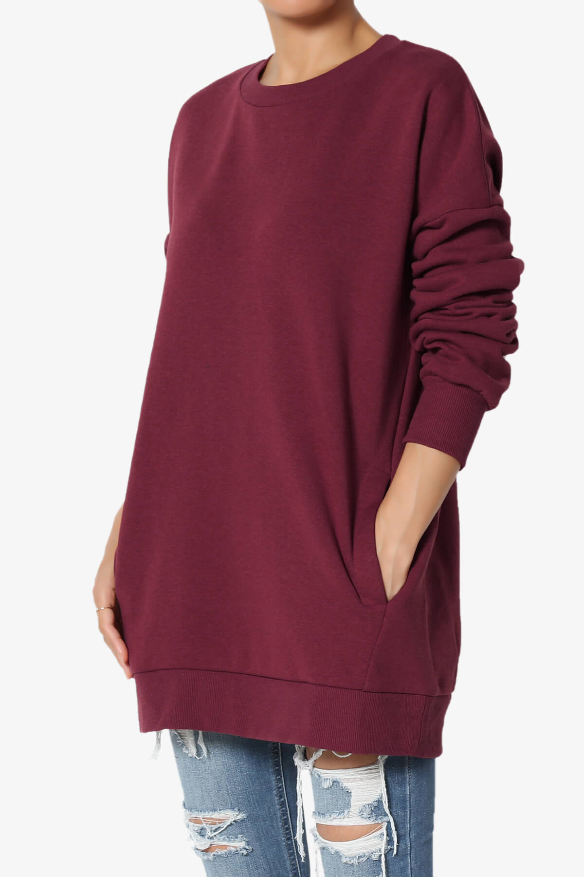 Accie Crew Neck Pullover Sweatshirts DARK BURGUNDY_1