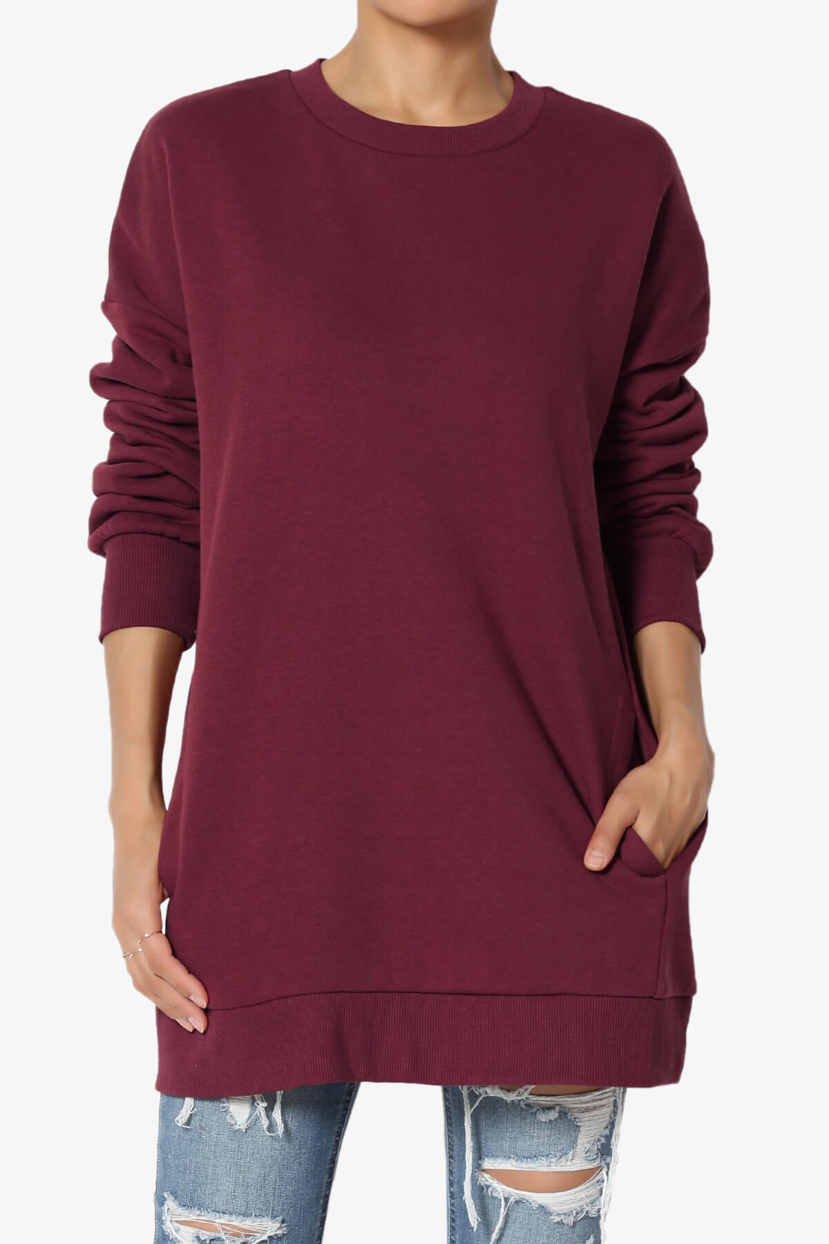 Accie Crew Neck Pullover Sweatshirts DARK BURGUNDY_3
