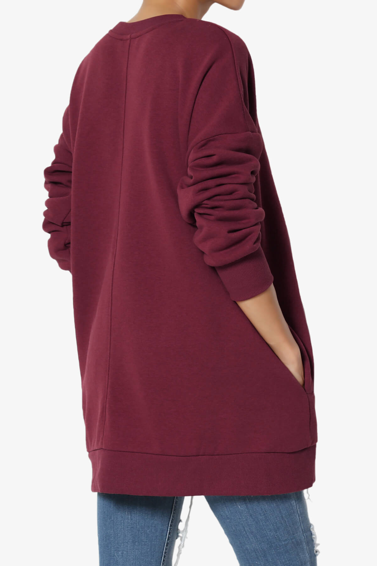 Accie Crew Neck Pullover Sweatshirts DARK BURGUNDY_4
