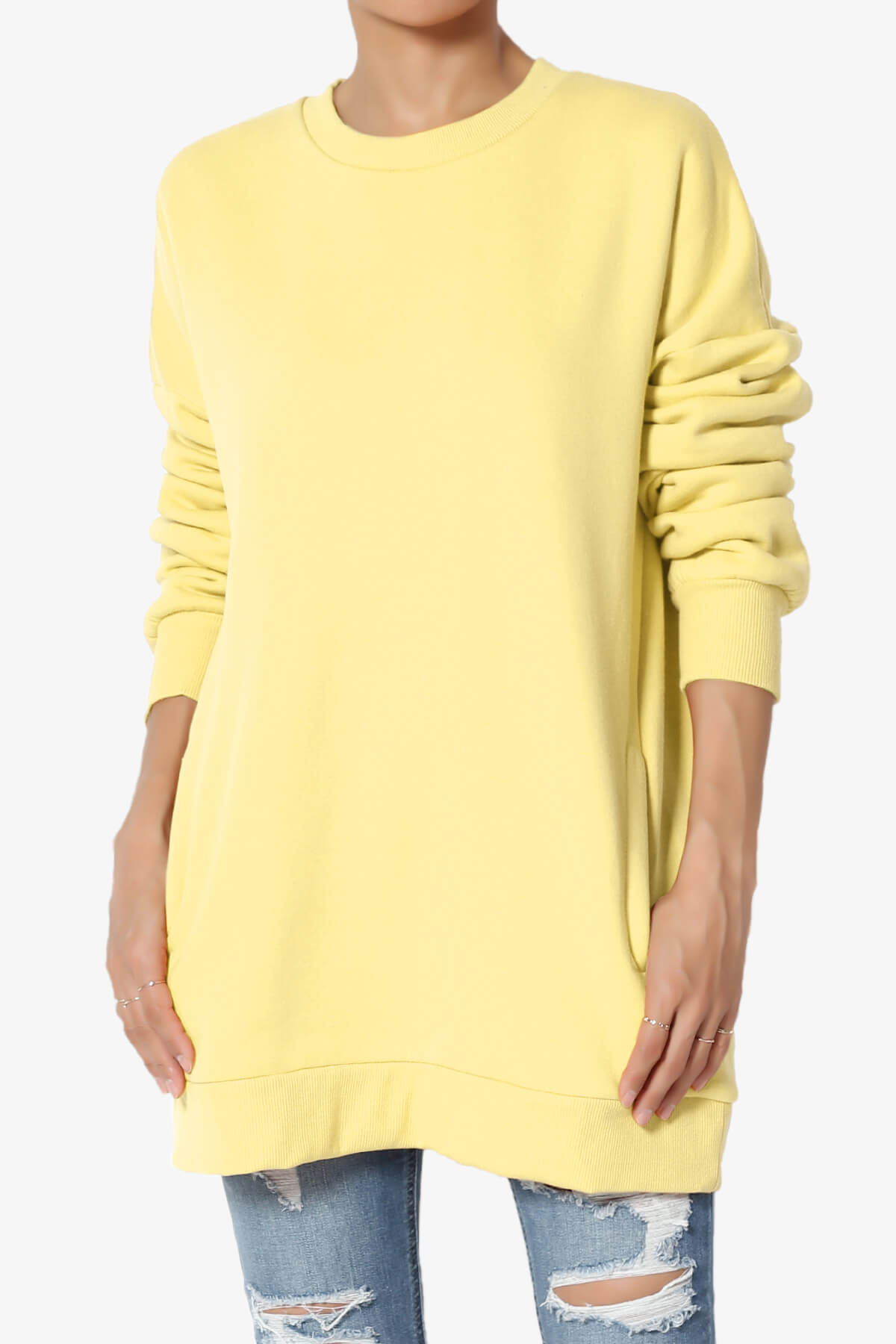 Accie Crew Neck Pullover Sweatshirts DUSTY BANANA_1