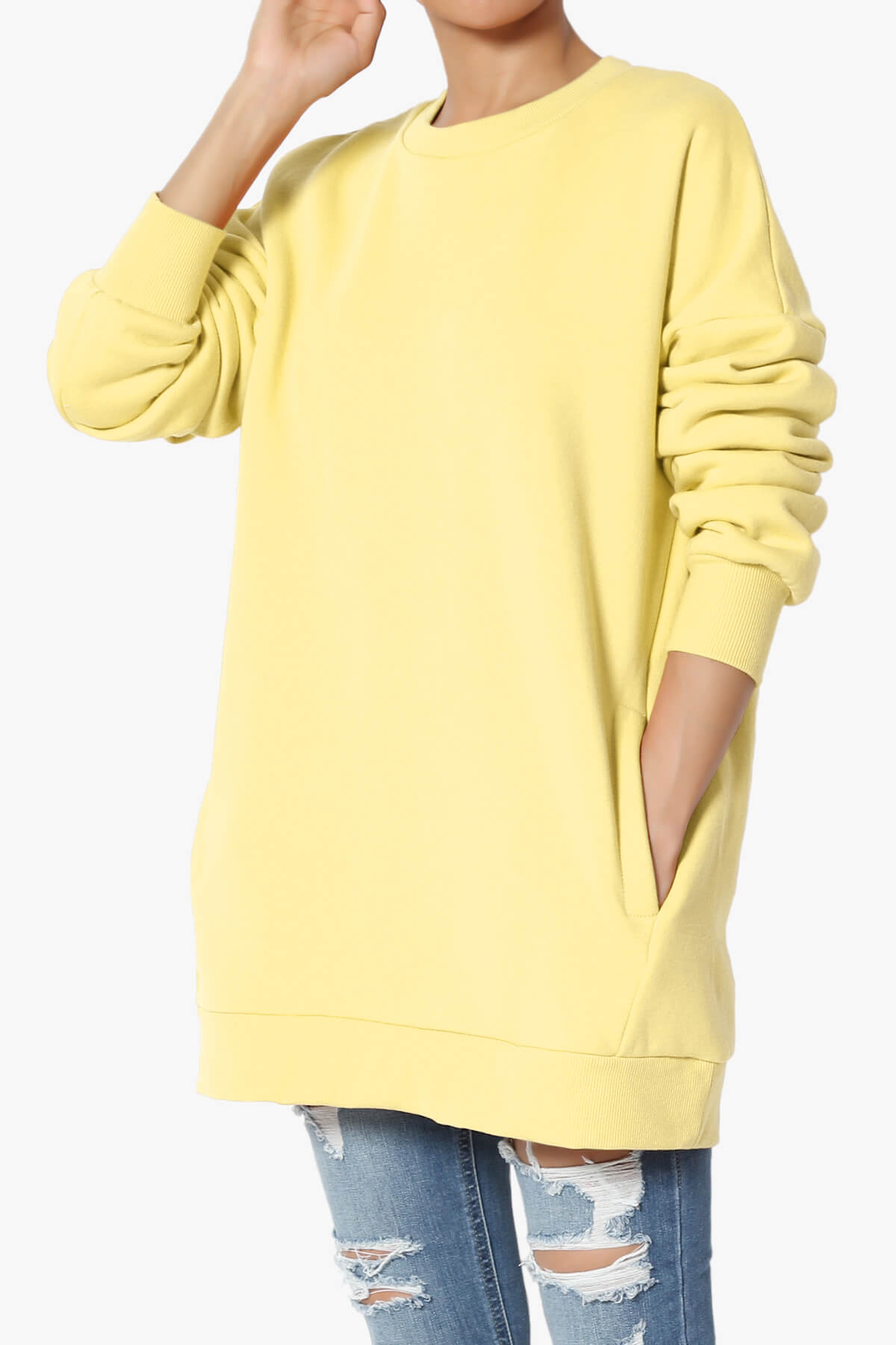 Accie Crew Neck Pullover Sweatshirts DUSTY BANANA_3