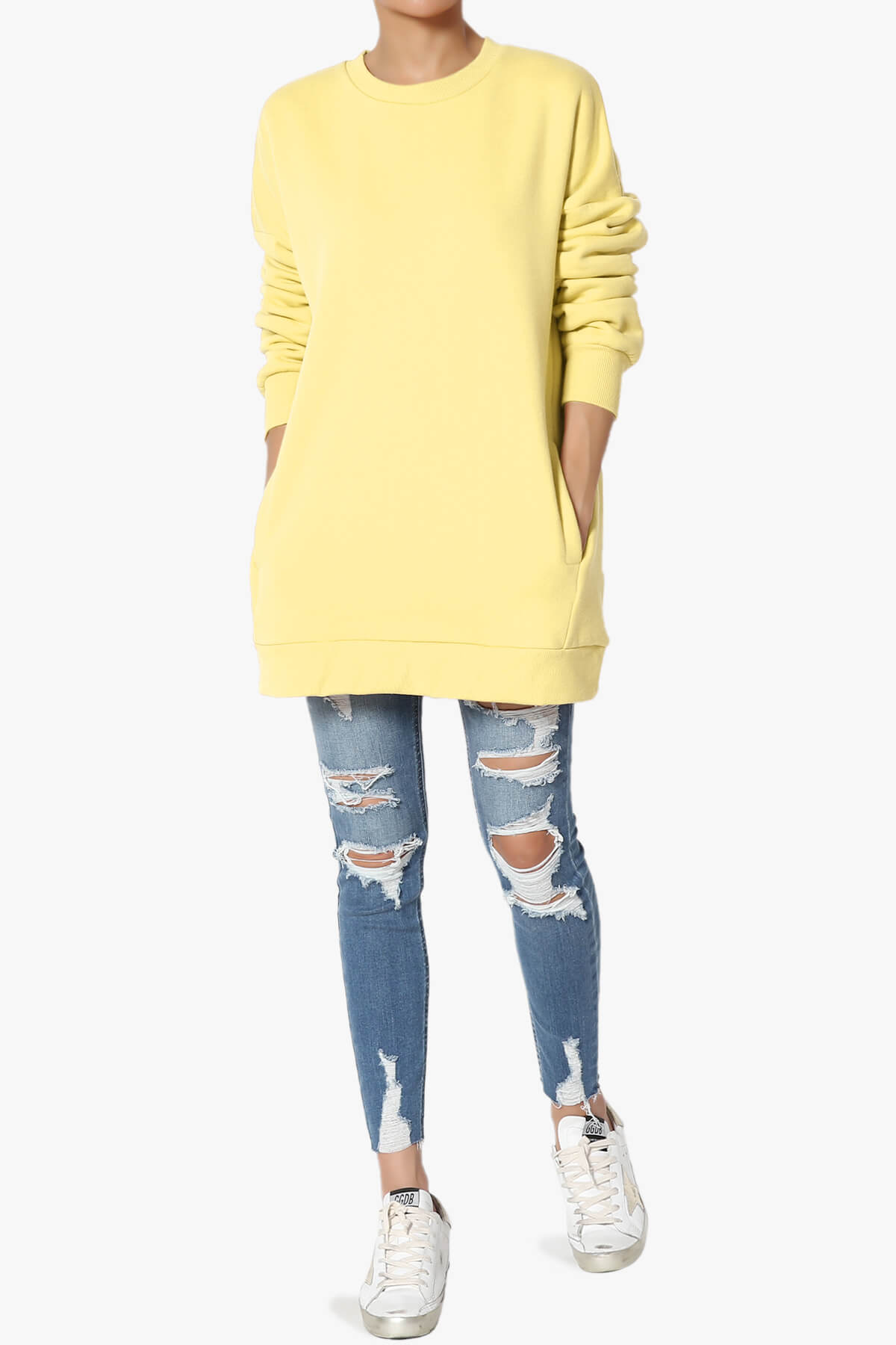 Accie Crew Neck Pullover Sweatshirts DUSTY BANANA_6