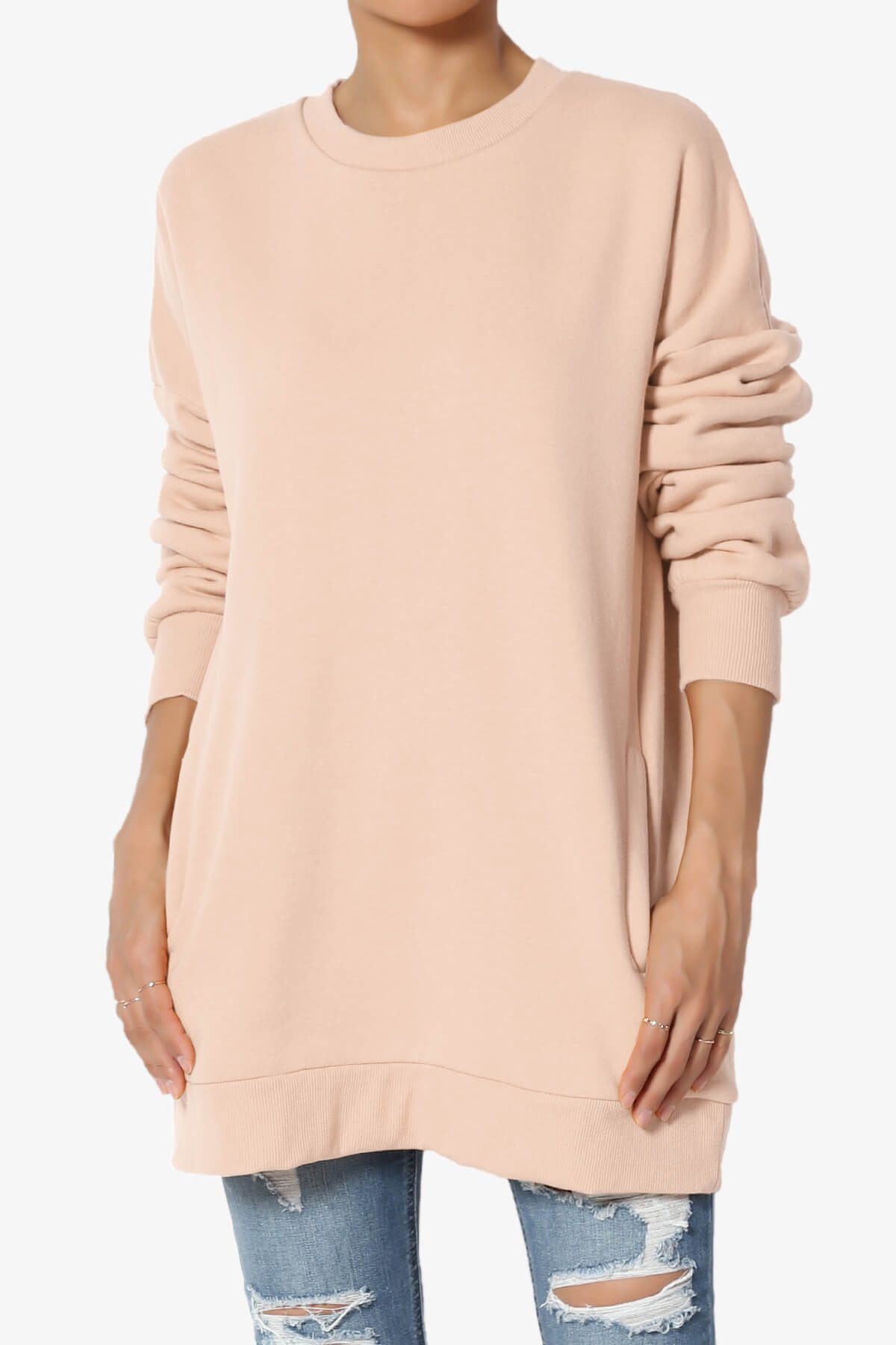 Accie Crew Neck Pullover Sweatshirts DUSTY BLUSH_1