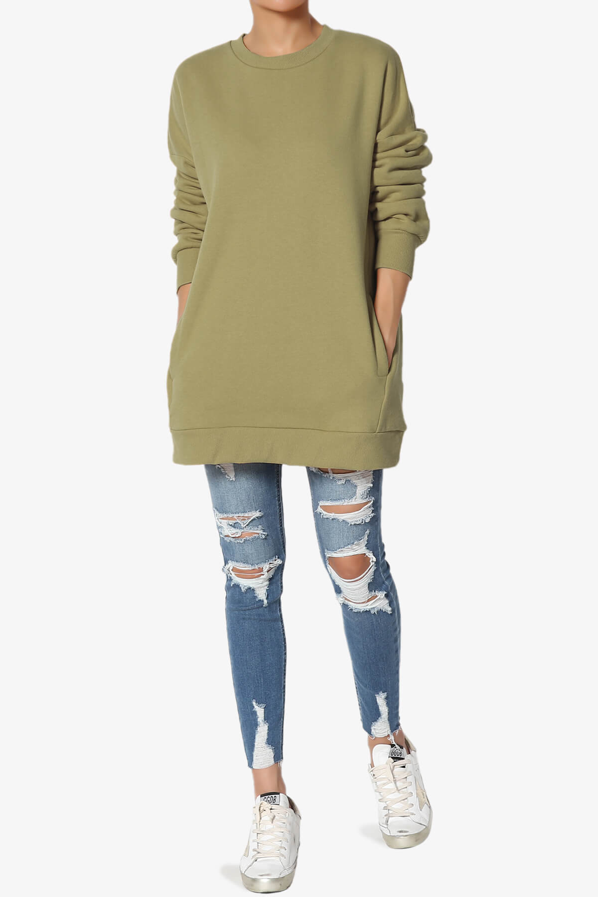 Accie Crew Neck Pullover Sweatshirts KHAKI GREEN_6