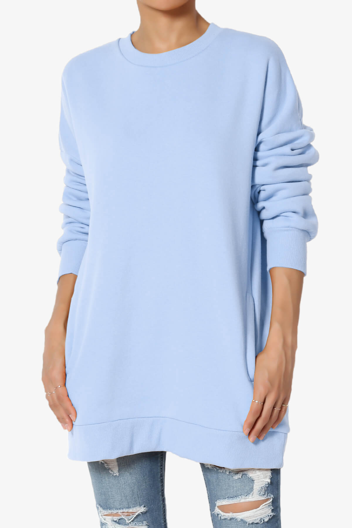 Accie Crew Neck Pullover Sweatshirts LIGHT BLUE_1