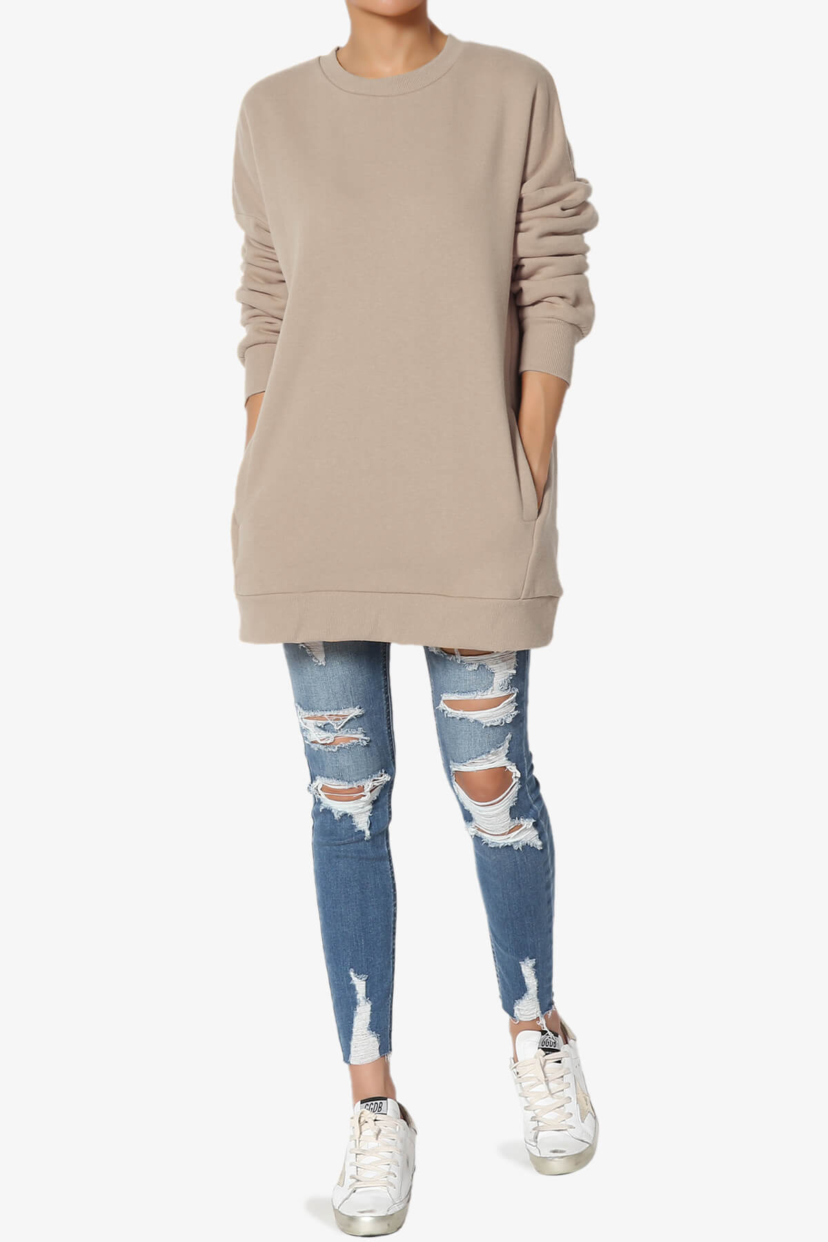 Accie Crew Neck Pullover Sweatshirts LIGHT MOCHA_6