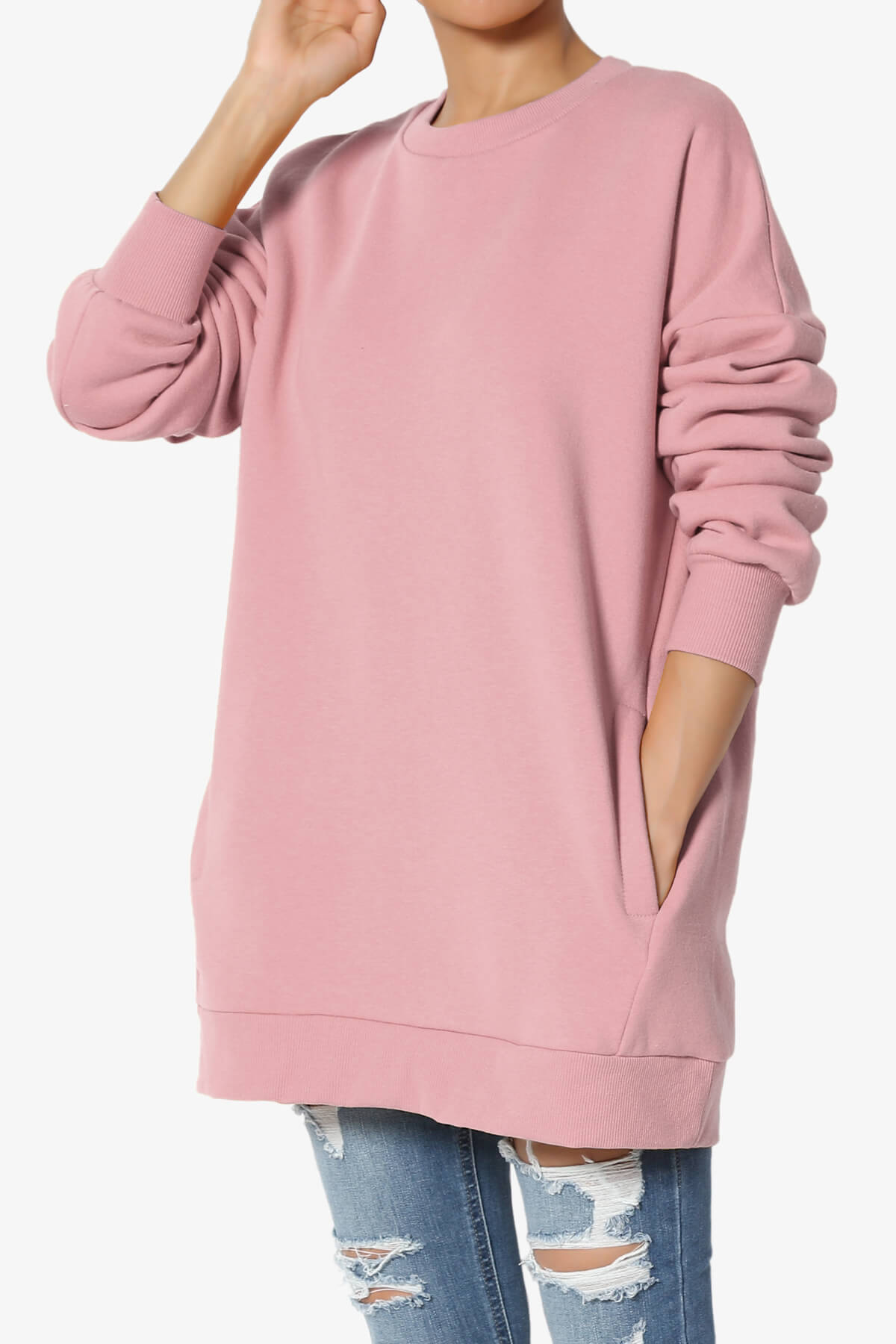 Accie Crew Neck Pullover Sweatshirts LIGHT ROSE_3