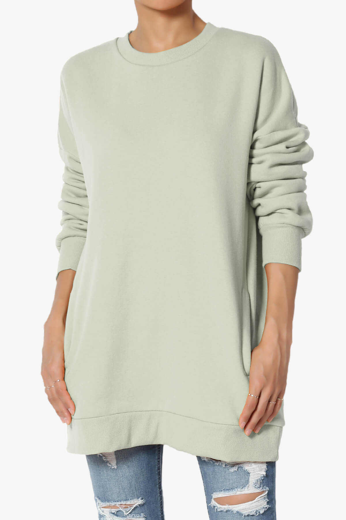 Accie Crew Neck Pullover Sweatshirts LIGHT SAGE_1