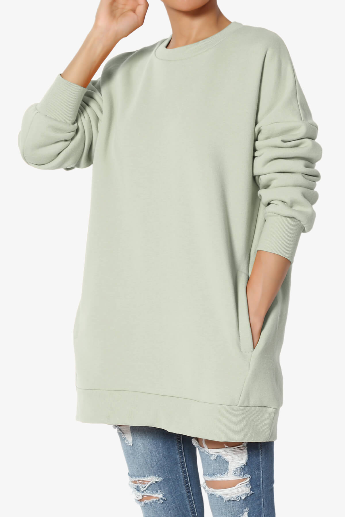 Accie Crew Neck Pullover Sweatshirts LIGHT SAGE_3