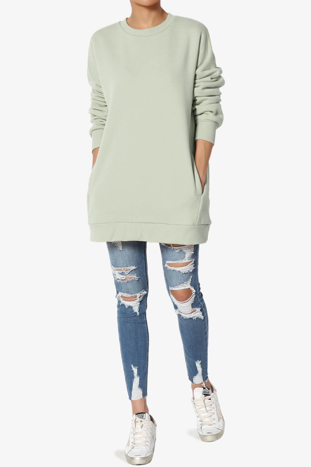 Accie Crew Neck Pullover Sweatshirts LIGHT SAGE_6