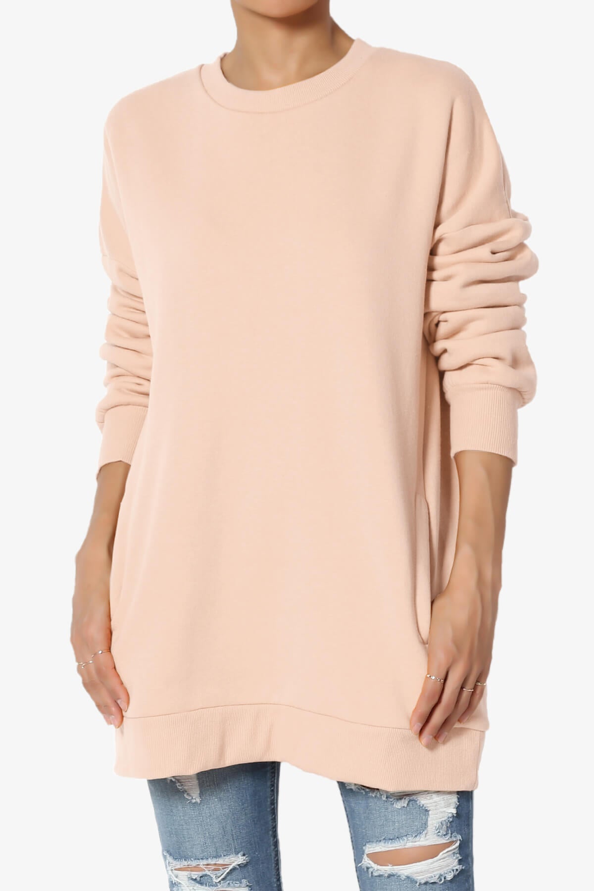 Accie Crew Neck Pullover Sweatshirts LT PEACH_1