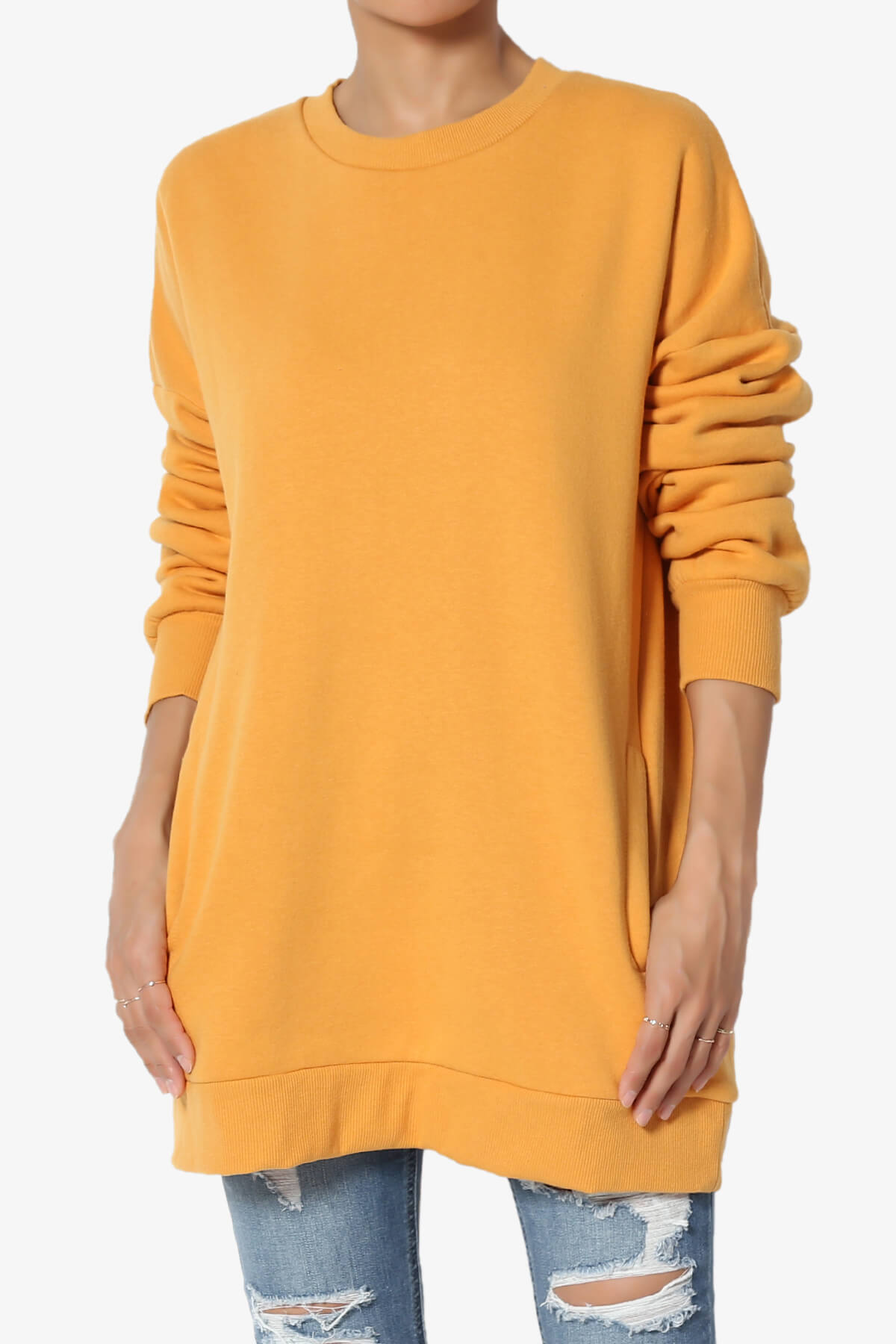 Accie Crew Neck Pullover Sweatshirts MUSTARD_1
