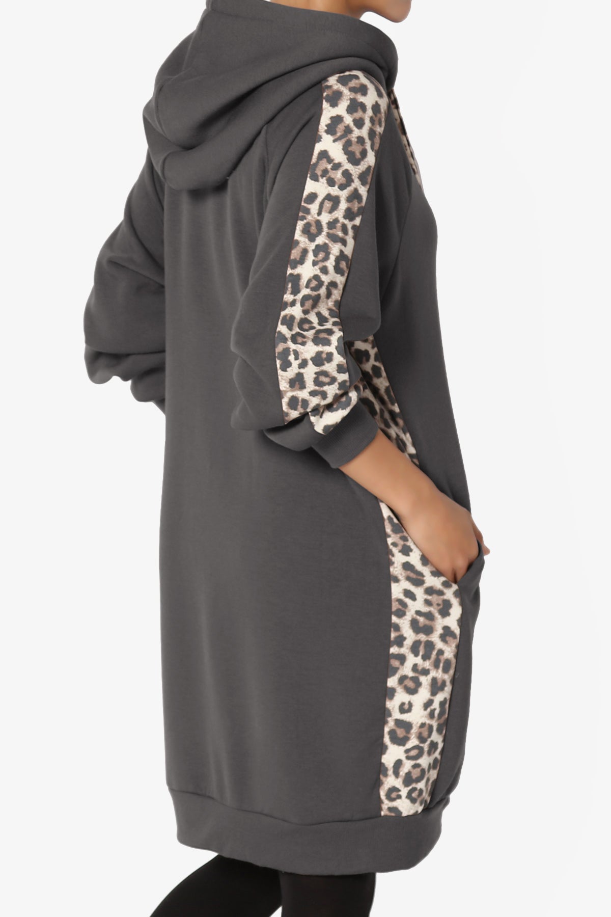 Parigi Leopard Accent Soft Longline Hoodie