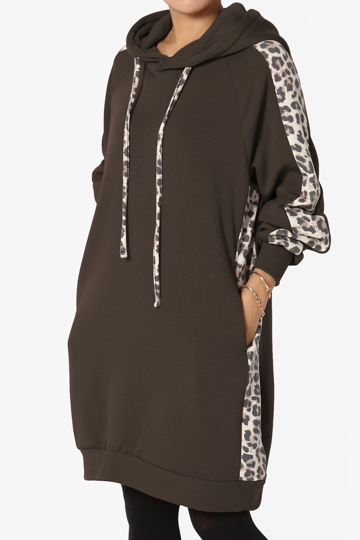 Parigi Leopard Accent Soft Longline Hoodie